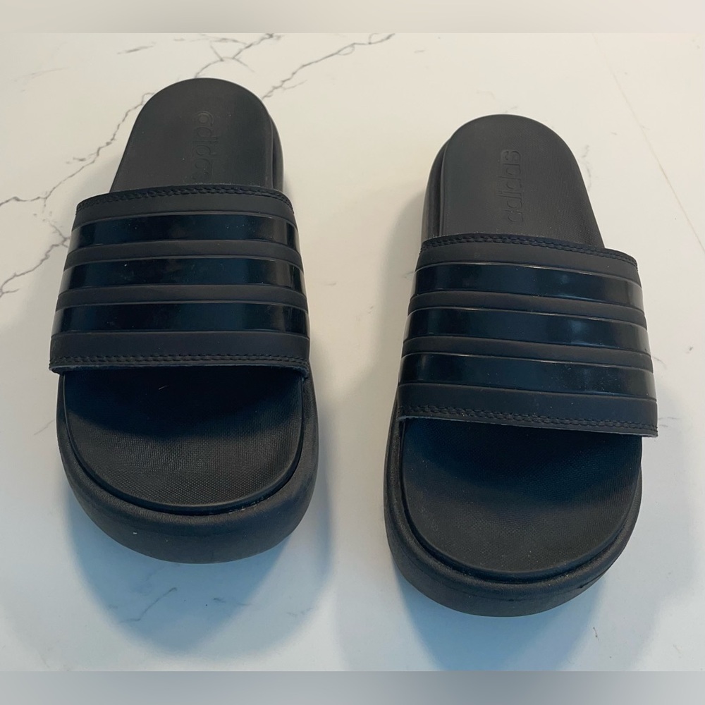 adidas Black Platform Slide Sandals